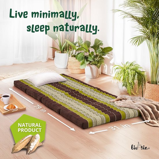 Duurzaam Kapok Klapmatras 200x80cm Gastenmatras Plooibaar Yogamat Opvouwbaar Ligbed van Merkloos — afbeelding 2