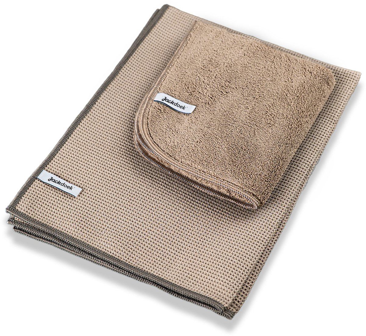 Jackdoek Raamdoekenset - Schoonmaakdoek en Droogdoek - Beige - Streeploos voor Ramen, Spiegels, Auto, Motor