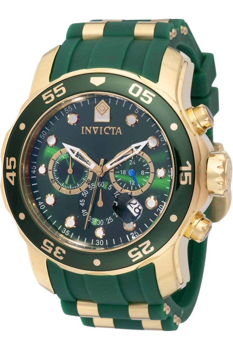 Invicta Pro Diver - SCUBA 18196 Heren Horloge - Waterdicht - Analoog - Quartz Uurwerk - Roestvrij Staal met groene Wijzerplaat - 48mm