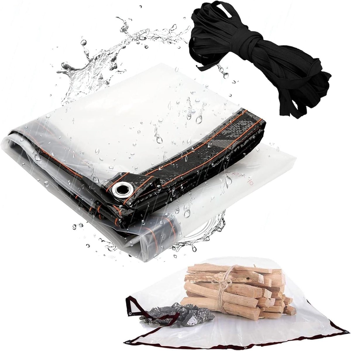 Waterdicht zeildoek- 2 x 3 m PE anti-veroudering duurzaam transparant zeildoek met ringen- regenbestendig transparant doek voor tuinluifel balkonmeubilair