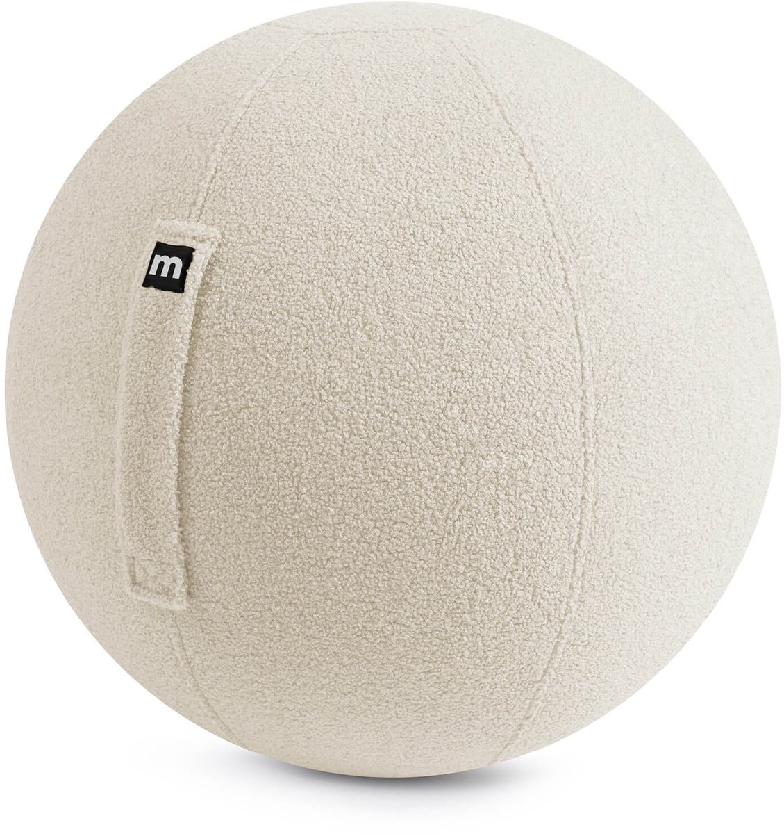 mokebo Zitbal ergonomisch 'Der Runde'en bouclé Teddy, Bureaustoel alternatief, Gymnastics Ball gemaakt van Stof, Pezziball, Yogabal met Pomp in beige naturel