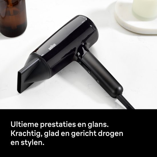 Sèche-cheveux Braun HD4.1 BRHD410E - Séchage - Super IONTEC anti-frisottis - 3 températures + Shot Cool - Livré avec souffleur