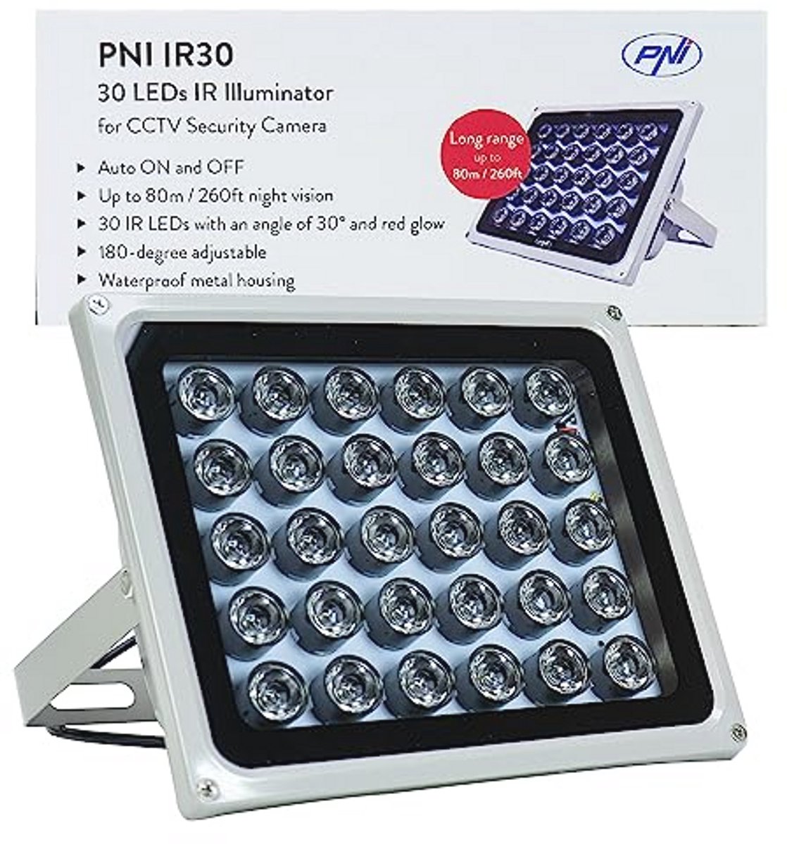 Infrarood LED Reflector voor Camera's en CCTV-systemen - 30 IR-LEDs, 80 meter Bereik, IP66 Bescherming