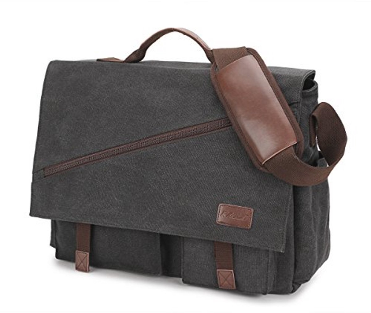 Heren Waterbestendige Canvas Schoudertas voor Laptops tot 17 Inch