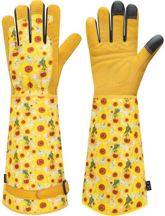 SAWANS lederen werkhandschoenen, tuinhandschoenen, doornenbestendig, robuuste multifunctionele grijper, ademend en flexibel, maat L