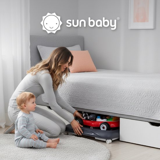 sun baby Loopstoel, baby walker vanaf 6 maanden, verstelbare hoogte, rubberen wielen - Rood-Zwart van Sun Baby — afbeelding 2