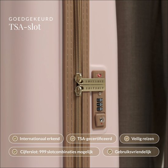 SUITSUIT Reiskoffer 66x43x24 - Reiskoffer met wielen - Lichtgewicht koffer - Veilig TSA cijferslot - 59L koffer inhoud - Fusion Reiskoffers Rose Pearl - Roze