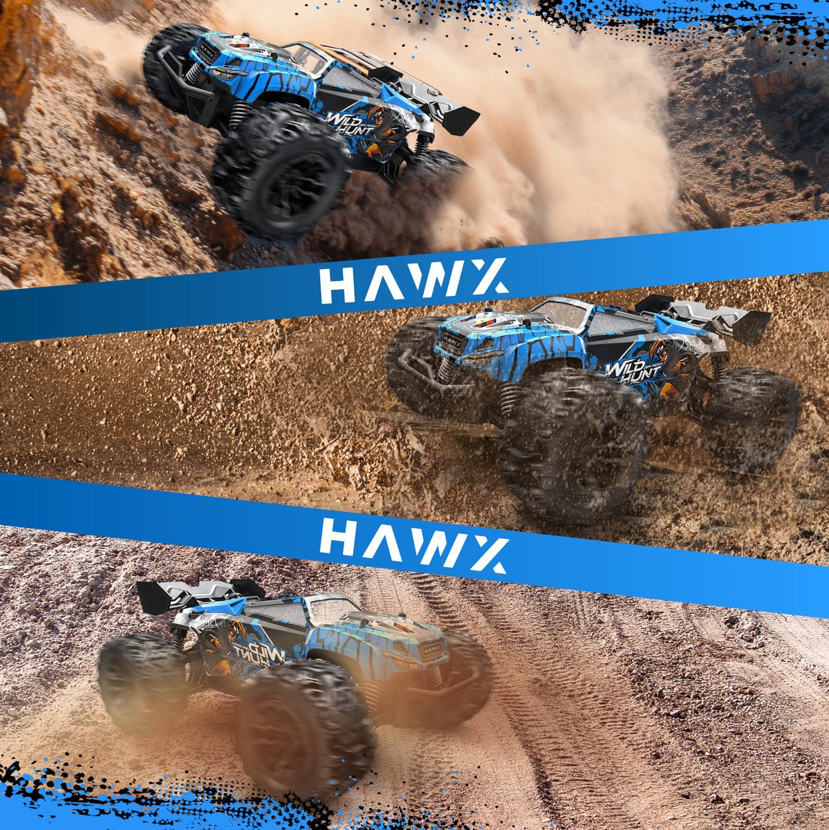 HAWX R70 Bestuurbare Auto - RC Auto - Race Auto - Monstertruck - Afstandsbestuurbare Auto - Volwassenen en Jongens - Voor Buiten - Incl. 3 Batterijen, 8 Verkeerskegels — afbeelding 7