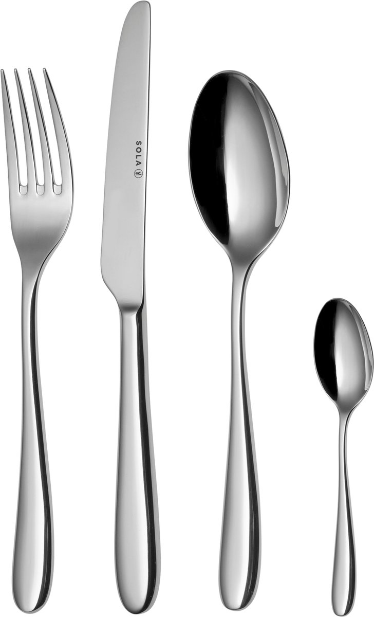 Sola Bestekset Siena - Signature collectie - 6 persoons - 24 delig - Zilverwit Edelstaal 18/10 - RVS - Zilver