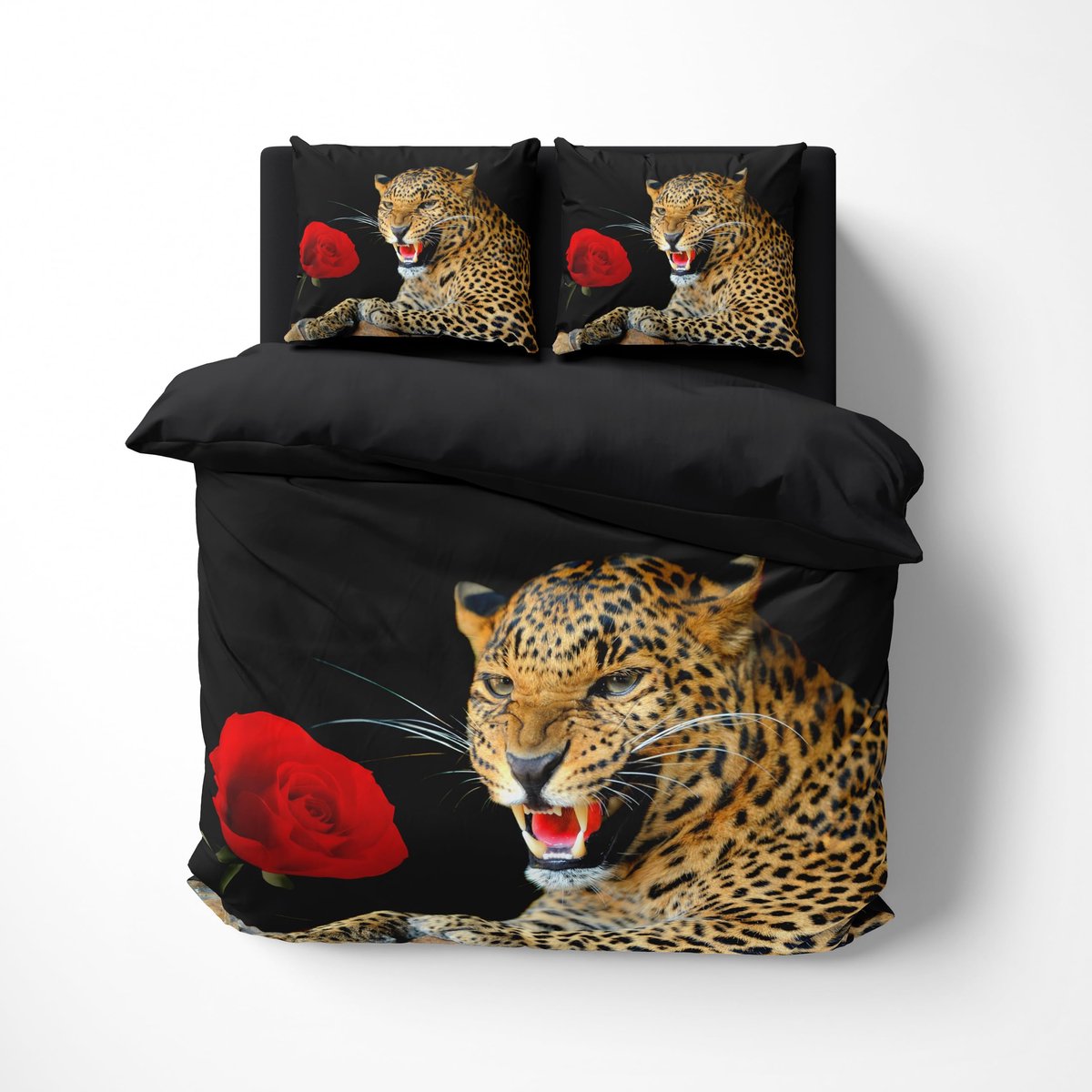 Unyqoos Omkeerbaar 3D Dekbedovertrekset met Cheetah Print en Kussensloop Luipaard