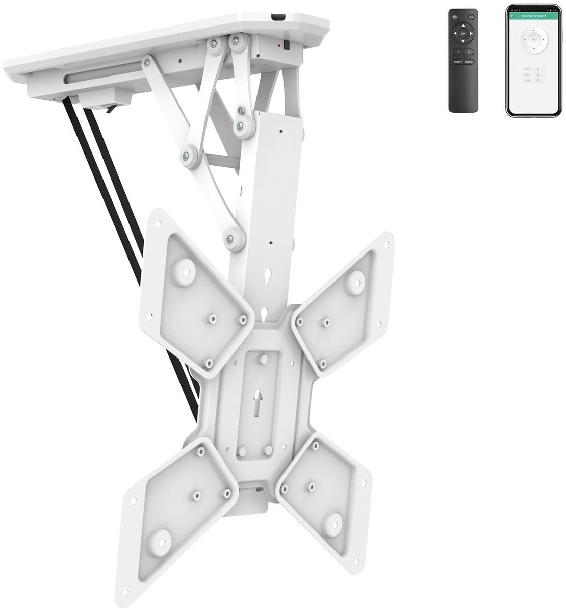 My Wall plafondbeugel voor schermen tot 55 inch / inklapbaar met motor (app en afstandsbediening) / wit