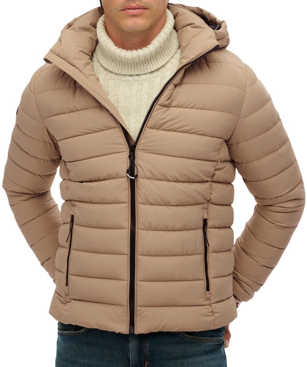 Superdry Hooded Fuji Padded Jas Heren Lichtbruin