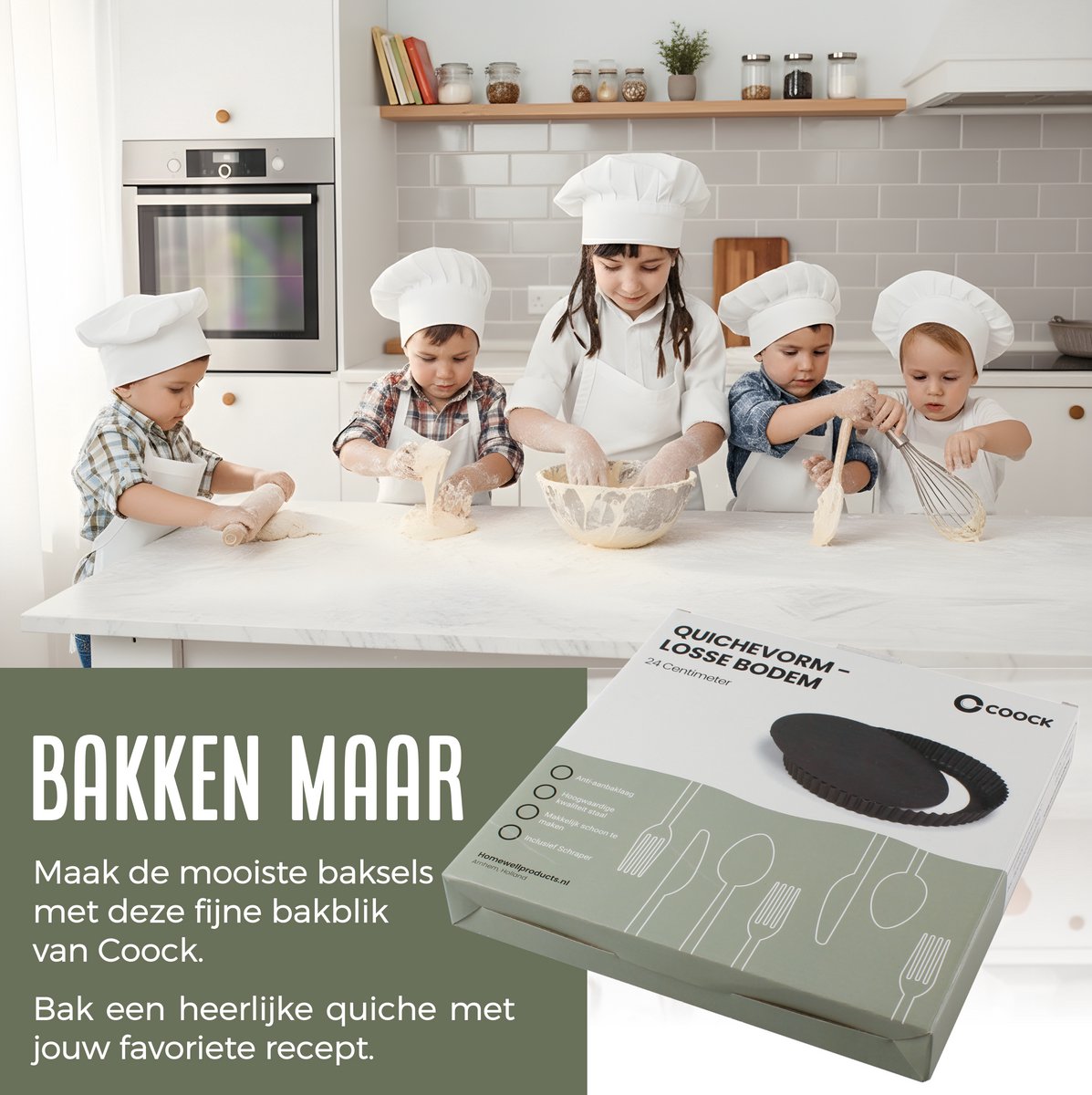 COOCK - Quiche Bakvorm - Taartvorm met Antiaanbaklaag - 24 cm Diameter - Cakevorm - Incl. Deegschraper & E-Book – foto 8