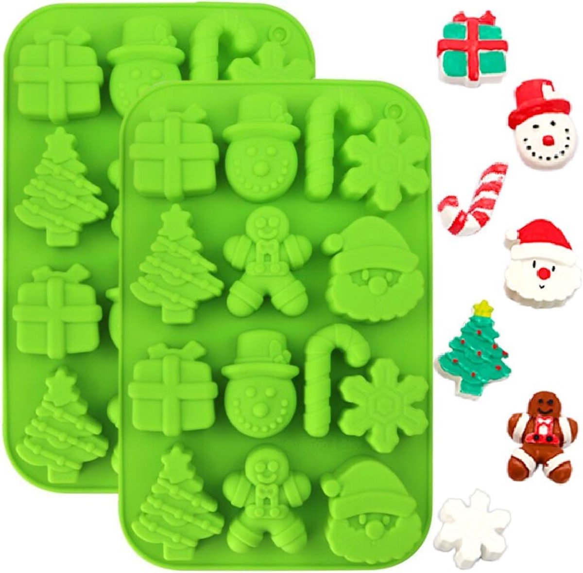Sander Shop Silicone Vorm 2 Stuks Kerstboom Sneeuwpop Santa Sneeuw Vormen Taartvorm Zeep Snoepjes Chocolade Muffin Jelly Bad Vormen Voor Kerstmis