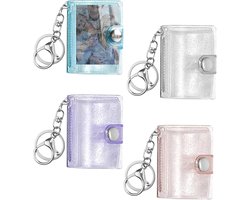 4 Pcs Mini Foto Album - Sleutelhanger met Kreeftsluiting - Draagbaar Mini Foto Album - 5 cm Mini Foto Sleutelhanger - Voor DIY Foto Album - Kaarten - Glitter Multikleur