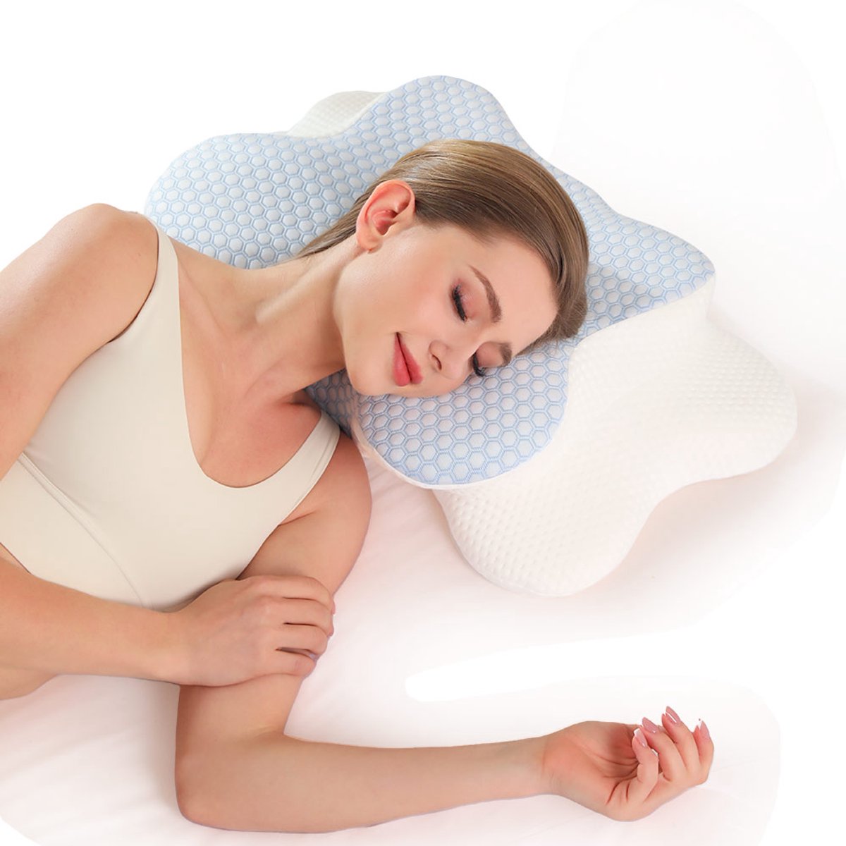 Memory foam kussen - Vlinder Slaap Memory Nek Kussen - Langzaam Rebound Comfortabel - Slaap Kussen - Blauw - 1 Stucks