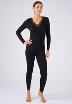 Damart - T-shirt van kant met lange mouwen Thermolactyl Sensitive - Dames - Zwart - 34-36 (XS)
