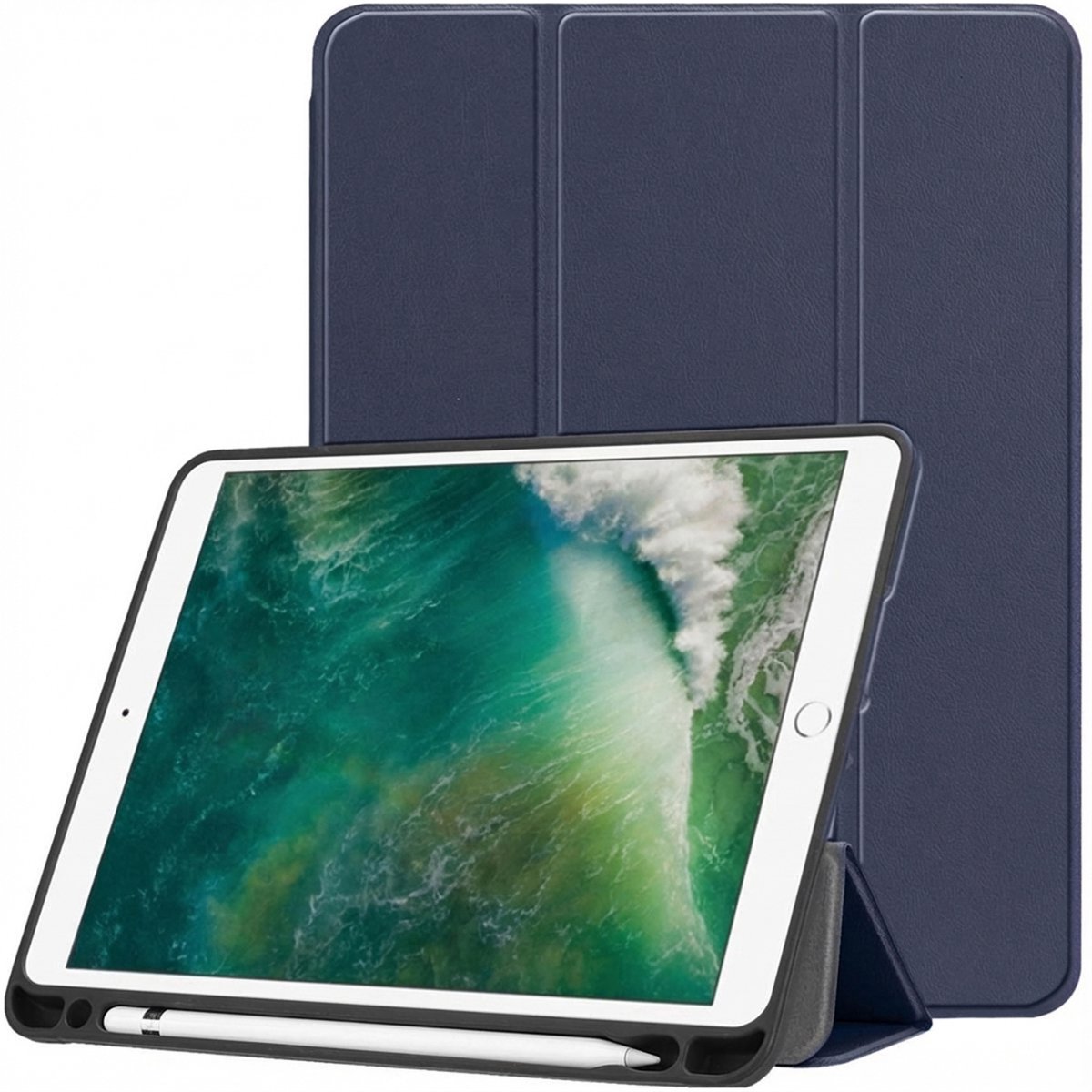 imoshion Tablet Hoes - Geschikt voor Apple iPad Air 2 (2014) / Air 1 (2013) / 6e generatie (2018) 9.7 inch / 5e generatie (2017) 9.7 inch - Trifold Bookcase - Donkerblauw