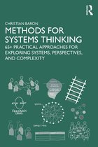 Boekomslag 'Methods for Systems Thinking' met de ondertitel '65+ Practical Approaches for Exploring Systems, Perspectives, and Complexity'. Bevat diagrammen van feedback loops, nodes, en connecties.