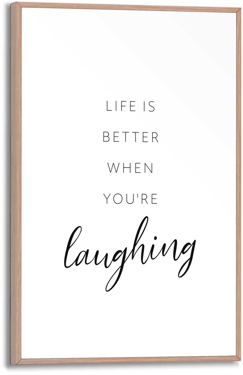 REINDERS Schilderij Laughing - 30 x 20 - Hout - REINDERS Zwart-Wit Hout