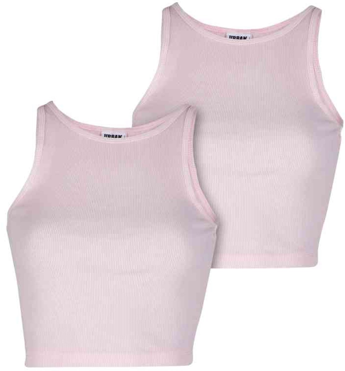 Urban Classics Washed Rib Jersey 2Pack Crop top M Roze