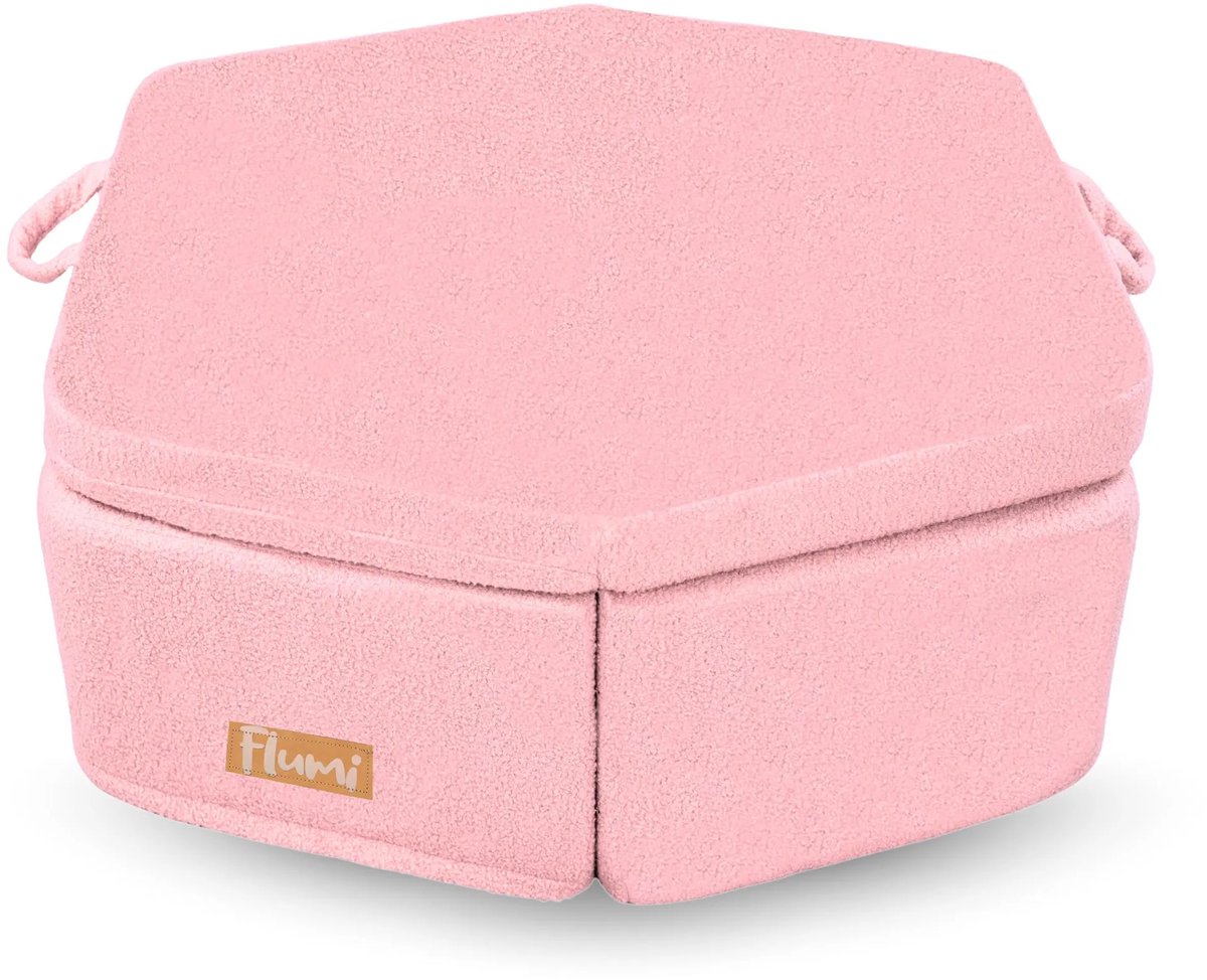 Flumi modulaire Montessori speelset - schuim speelmeubel van teddy stof voor kinderen - 6 elementen - roze
