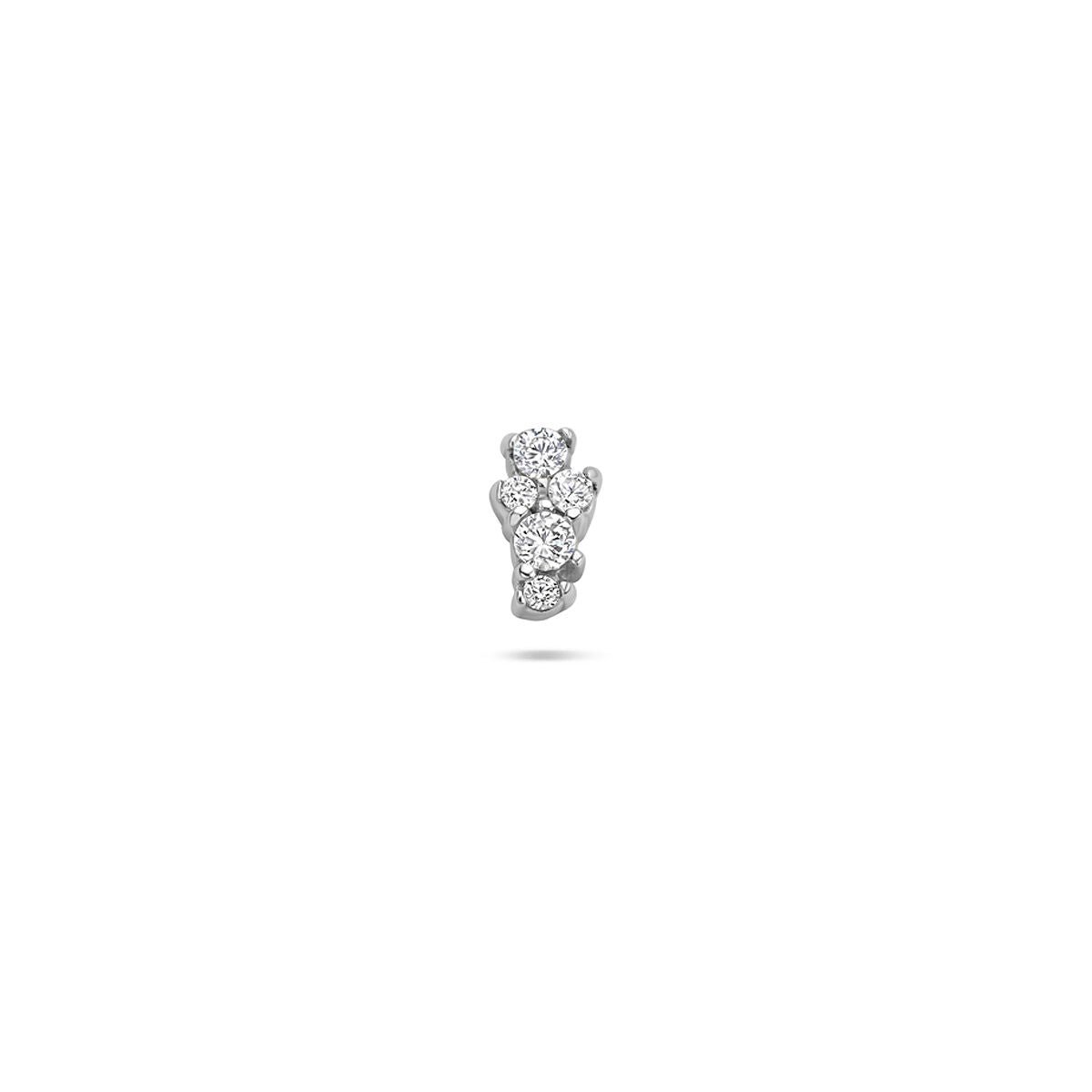 Zilveren gerhodineerde flat back piercing zirkonia 6,5 mm - 1342173