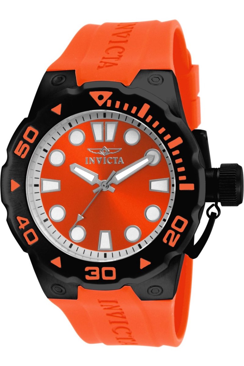 Invicta Pro Diver 17800 Heren Horloge - Waterdicht - Analoog - Quartz Uurwerk - Roestvrij Staal met oranje Wijzerplaat - 51mm