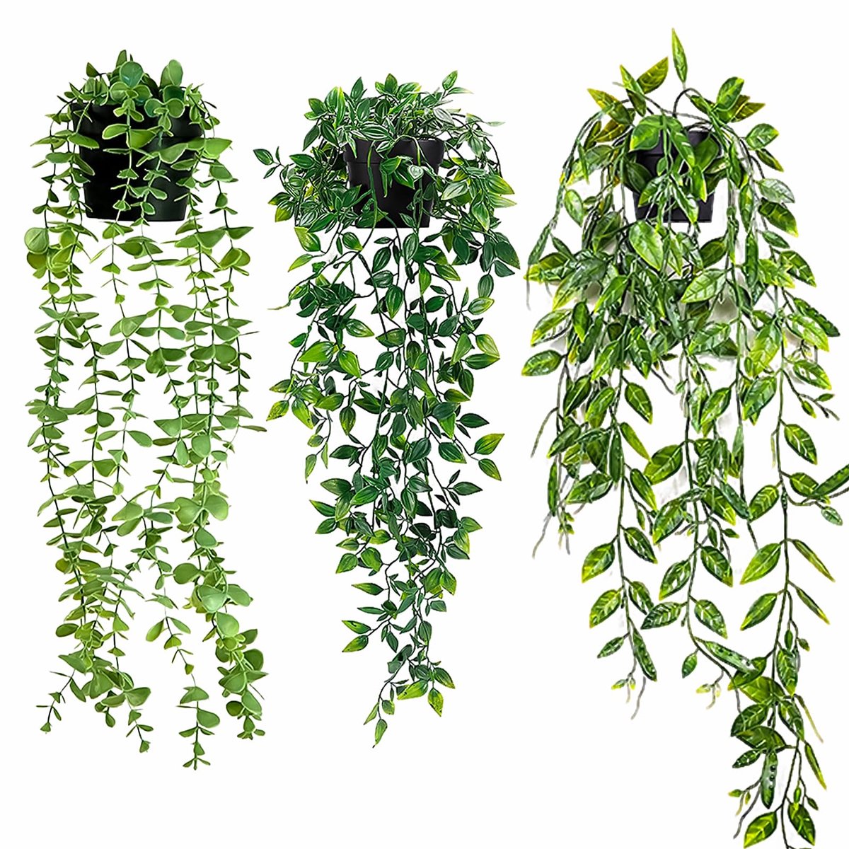 Unyqoos Set van 3 Realistische Kunstplanten voor Binnen en Buiten Decoratie groen