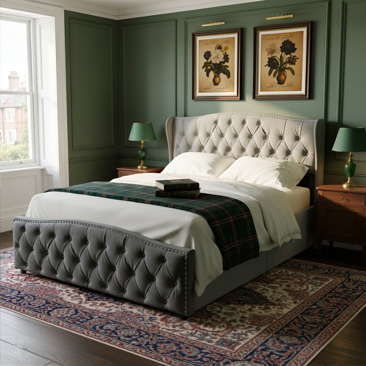 ADFBL Ottomaans Bed 140x200 cm Grijs - Gestoffeerd Bed met Opbergruimte | Gecapitonneerd Fluweel