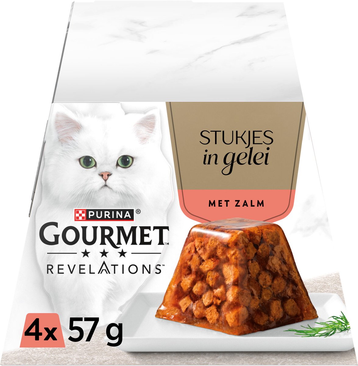 Gourmet Gourmet Zalm In Gelei - Zachte Kattenvoeding - 4x57 Gr Mousse met Glanzende Gelei