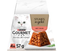 Gourmet Zalm In Gelei - Zachte Kattenvoeding - 4x57 Gr Mousse met Glanzende Gelei