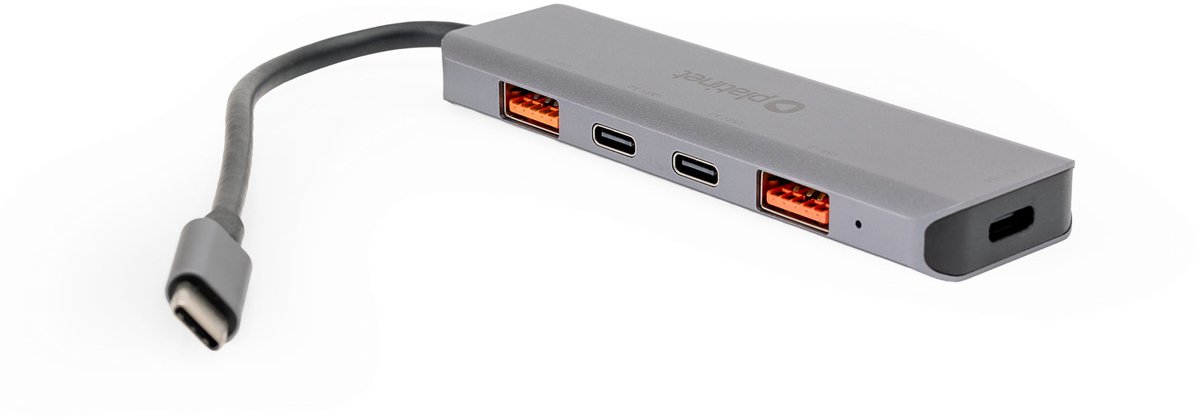 PLATINET USB-C Hub 5-in-1 - 10Gbps - 2x USB-A 3.2 Gen 2 - 2x USB-C 3.2 Gen 2 - USB-C Power Delivery 100W - Aluminium