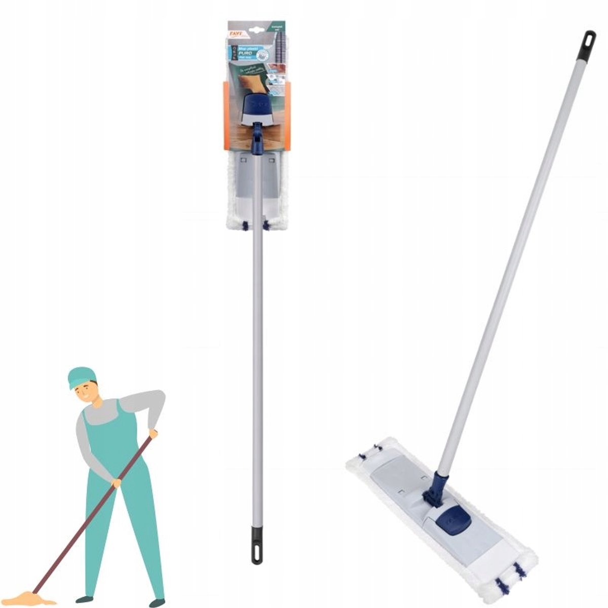 RAVI Vloermop Puro WG - Complete set met microvezel voor vloeren