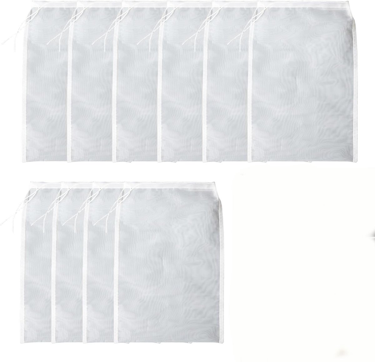 Filterzakken - 6 stuks - Passeerdoek - Nylon - Neteldoek - Passeerzeef - Notenmelkzak - Herbruikbare - Zeefdoek - 200 mesh - Voor Sap, Fruit, Amandelmelk, Yoghurt, Soep, Koffie, Tofu en Soep - 15x20 cm - wit