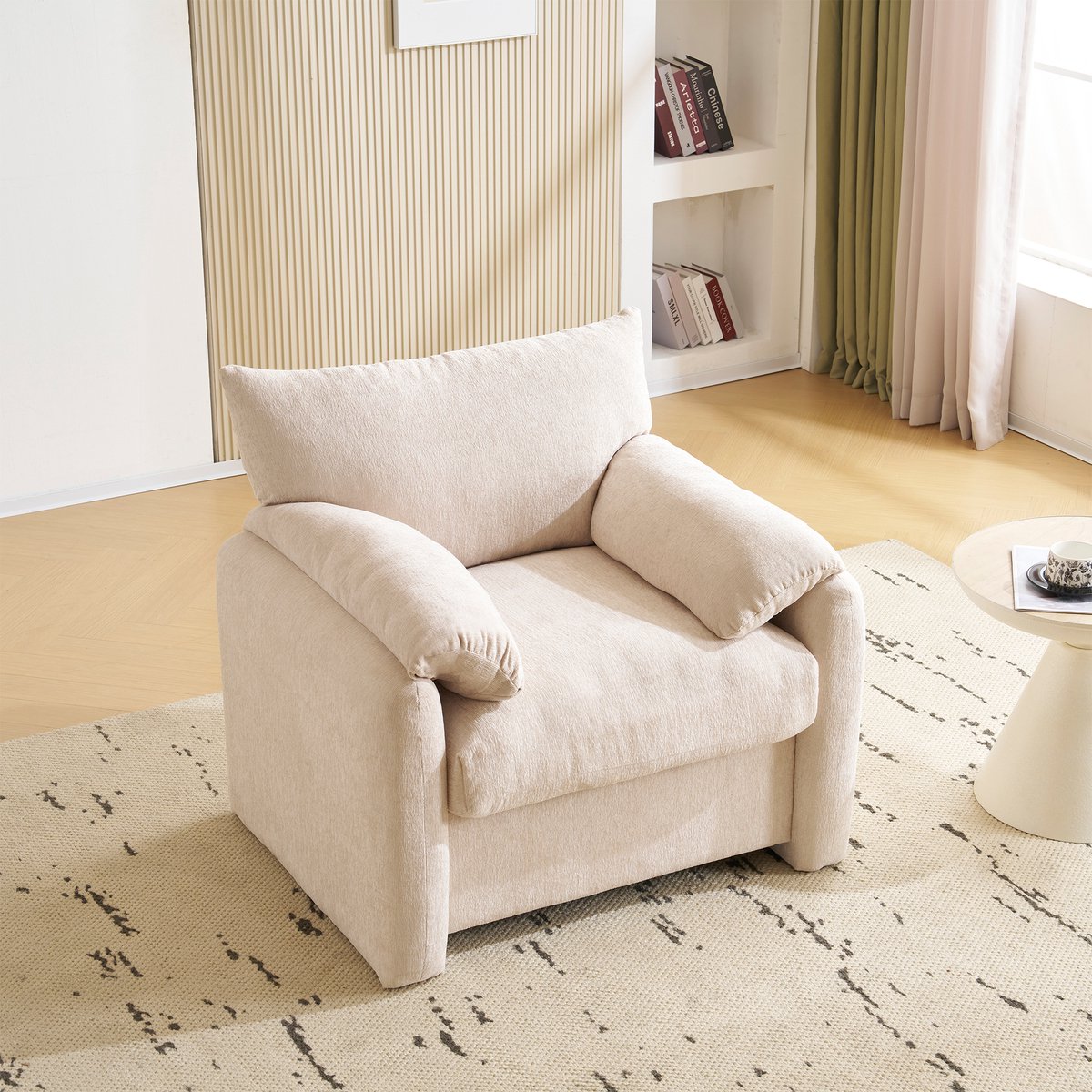 STILVORA Sofa - 96x82x84 cm - Polstersessel Met Modern Design - Comfortabel Voor Woonkamer En Slaapkamer - Hout - Beige