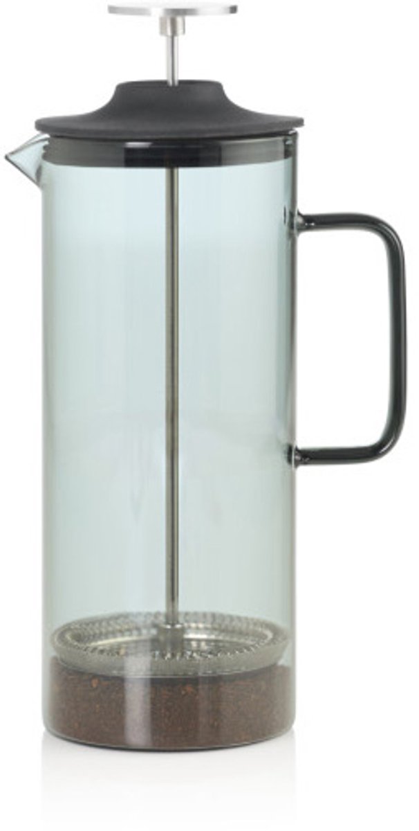 AdHoc Cafetière Impact - French Press - 1 Liter - Hittebestendig Borosilicaatglas - RVS Filter - Grijs