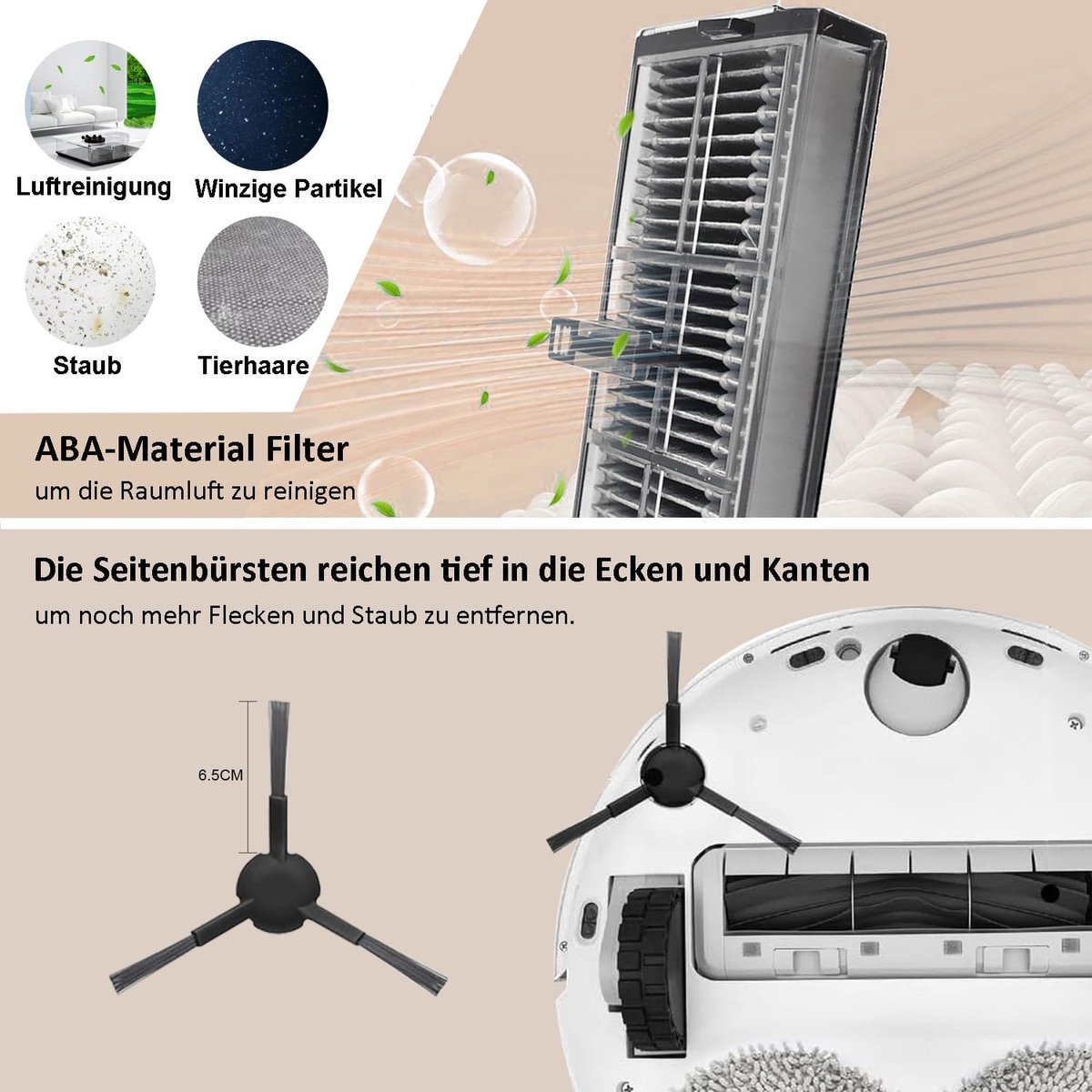 Accessoireset - geschikt voor Dreame L10s Ultra Gen 2/L10s Pro Ultra Heat/X30 Ultra/Mova E30 Ultra - JKOISL 2 x rolborstel - 6 x stofzak - 4 x dweildoek - 6 x zijborstels - 2 x filters — afbeelding 2
