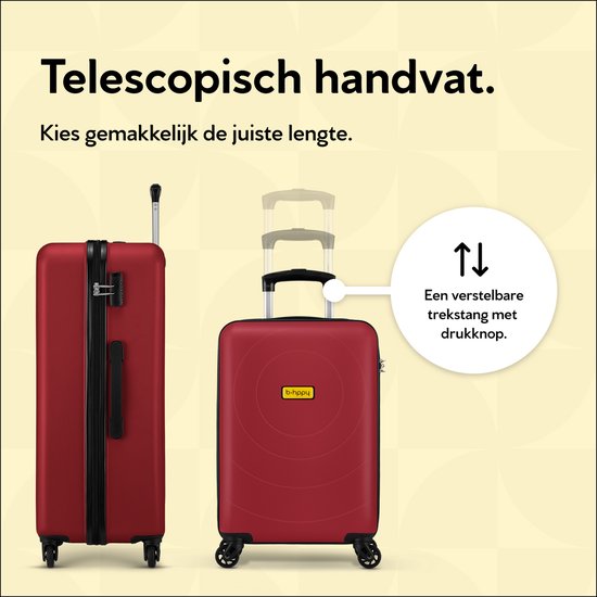 BHPPY Handbagage koffer 53x35x20cm - Handbagage trolley 33L - Lichtgewicht koffer 2.6kg - Reiskoffer met cijferslot - Rood