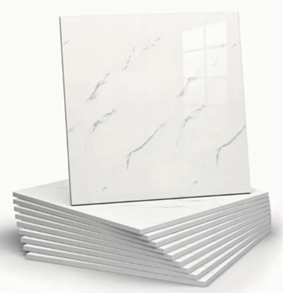 Azaris - Zelfklevende PVC Wandtegels - Set van 10 stuks - 30x30 cm - Wit Marmer Look - Glans