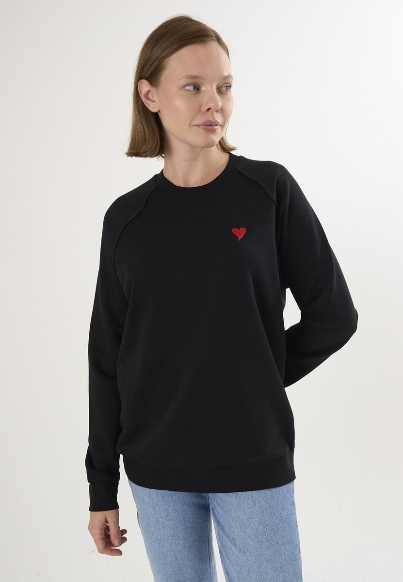 Felix Hardy Basic Sweatshirt Ronde Hals Katoen Dames Zwart - S