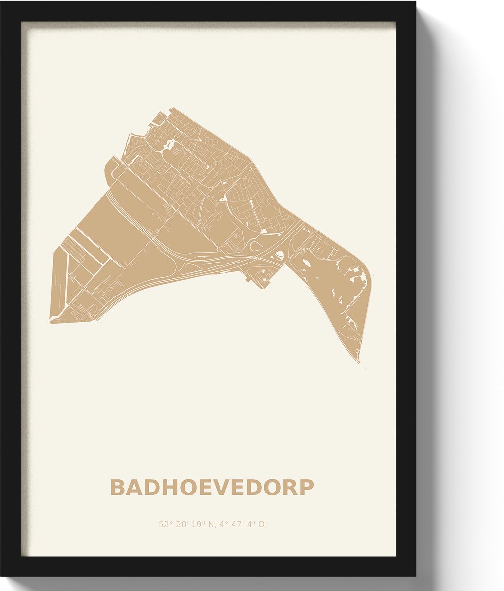 Poster Badhoevedorp A3 - 30 x 42 cm - Beige (Exclusief Lijst)