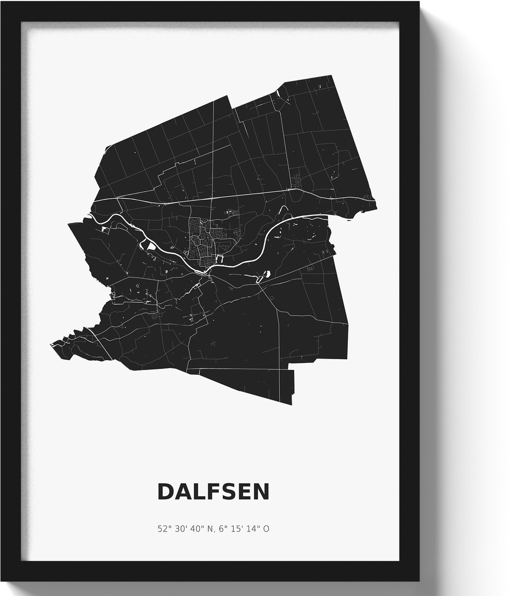 Poster Dalfsen A3 - 30 x 42 cm - Zwart/Wit (Exclusief Lijst)