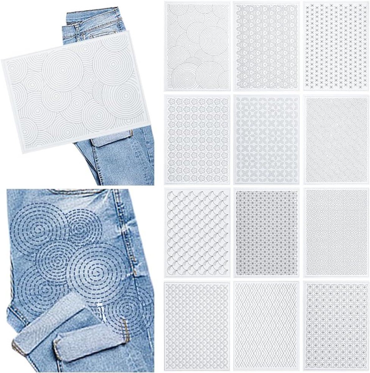 Ronte - Borduurpatroon Wateroplosbare Transfer Stencils - Hand Quilten en Borduren - 12 Stuks