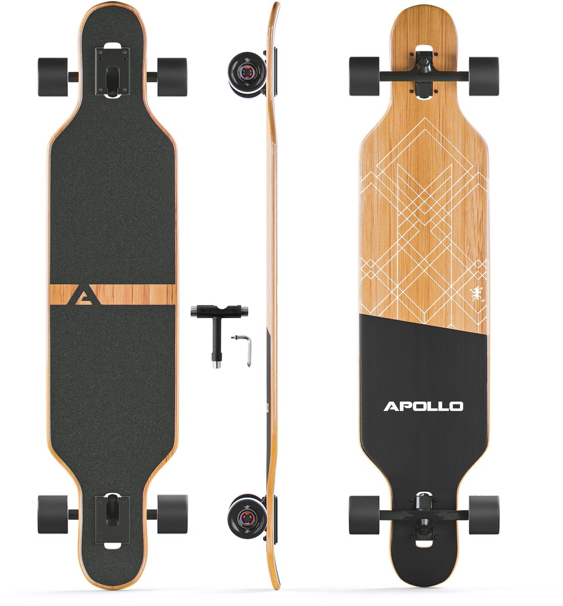 Apollo Twin Tip DT Glasvezel Longboard Bali Power Slide Zwart