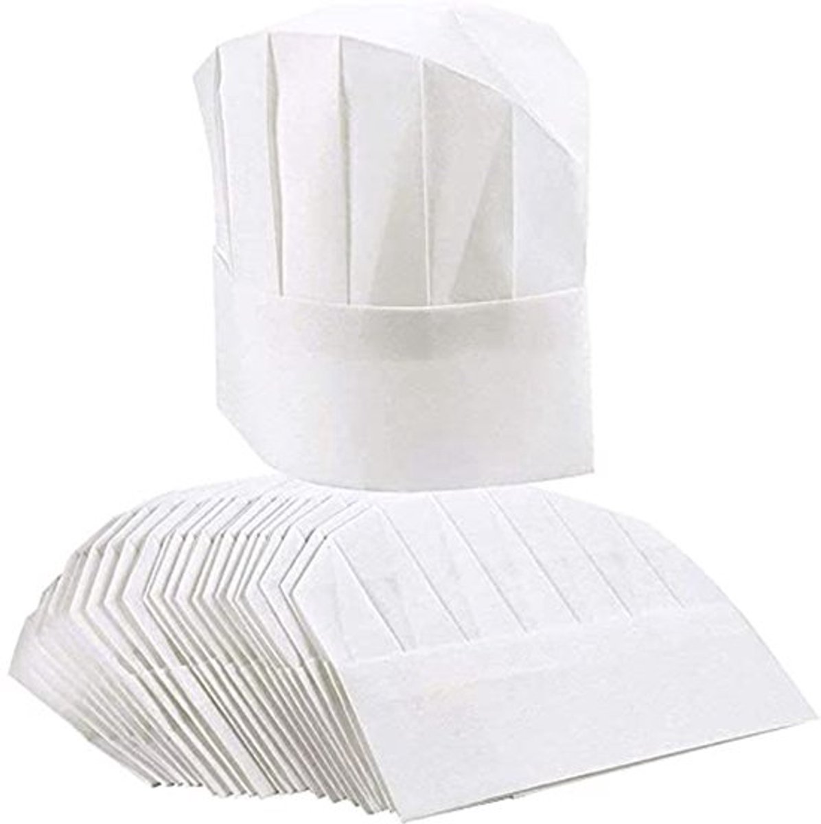 LJ-YJRYP-101817-07-1 Papieren Koksmutsen - Wit - M - 24 Stuks