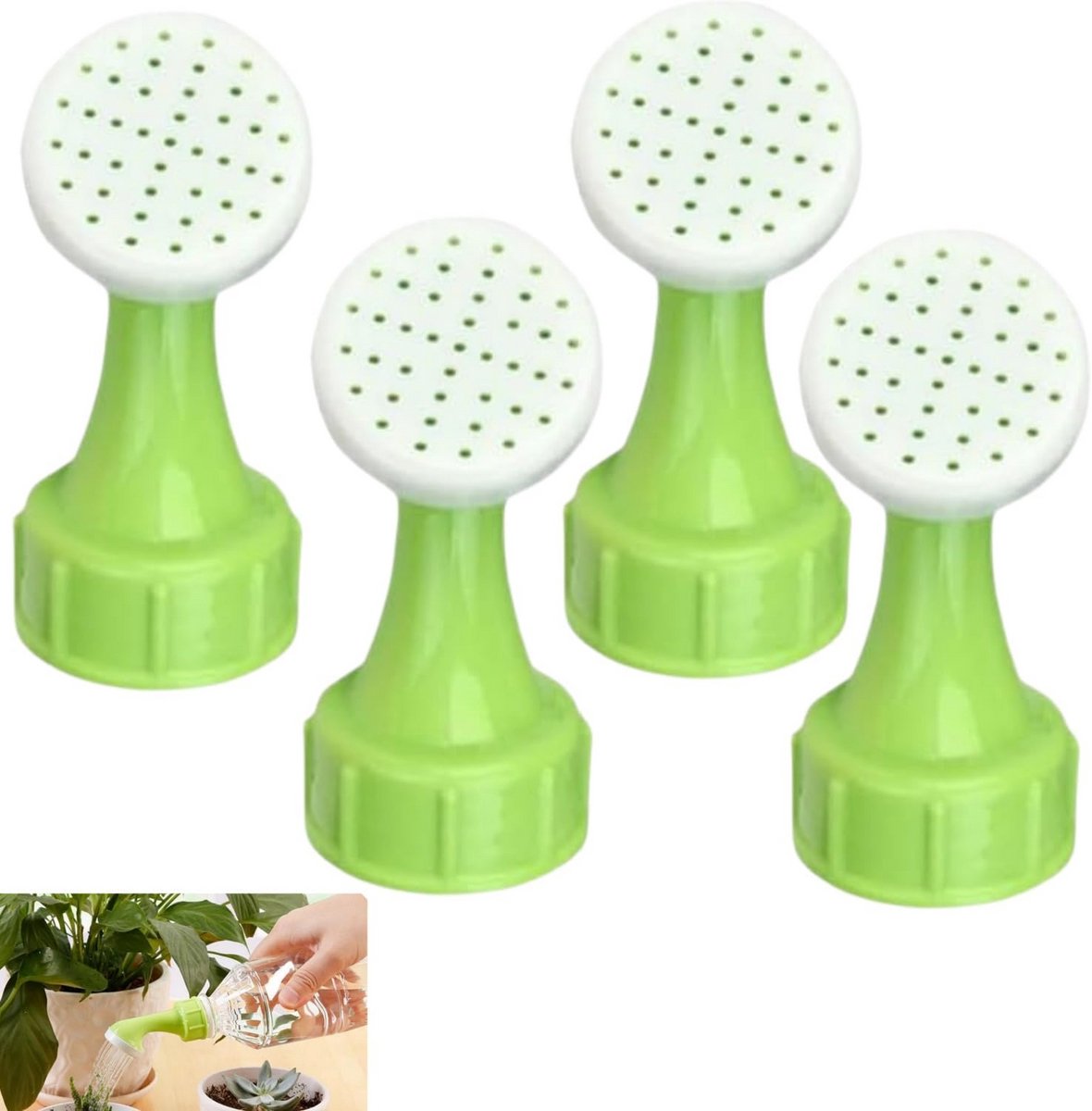Waterkannetjes Koppen - Spuitmondjes - Planten Water Geven - Eenvoudige Installatie - 4 Stuks - Lichtgroen