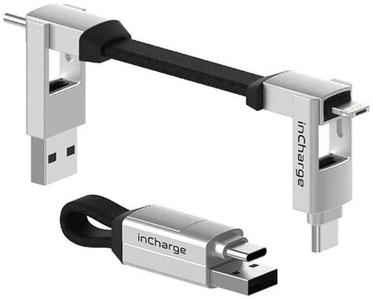 Bol.com Rolling Square inCharge 6 - 6-in-1 Korte Oplaadkabel 9 cm - USB-C, Lightning & Micro-USB - Universele Oplaadkabel voor i... aanbieding