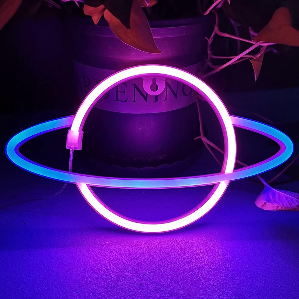 Neonlicht LED wandlamp roze blauw met USB en batterijbediening