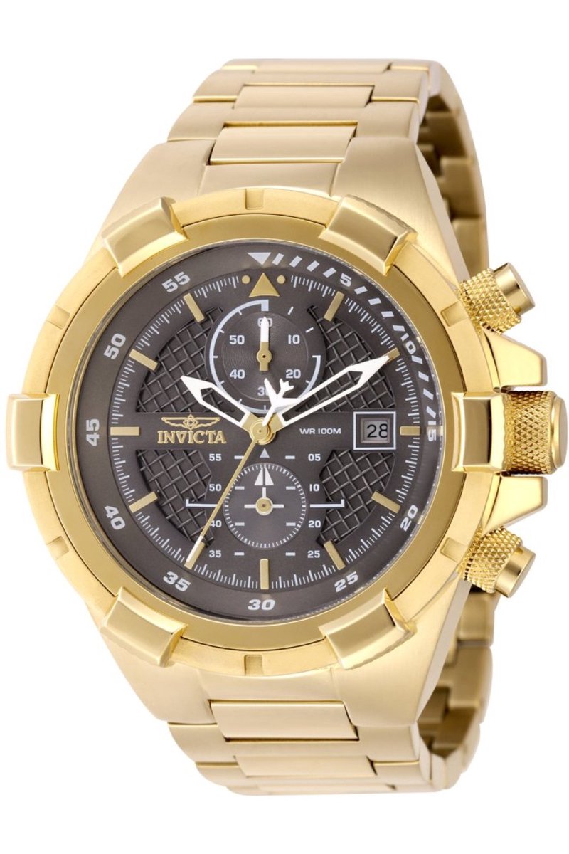 Invicta Aviator 49254 Heren Horloge - Waterdicht - Analoog - Quartz Uurwerk - Roestvrij Staal met grijze Wijzerplaat - 50mm